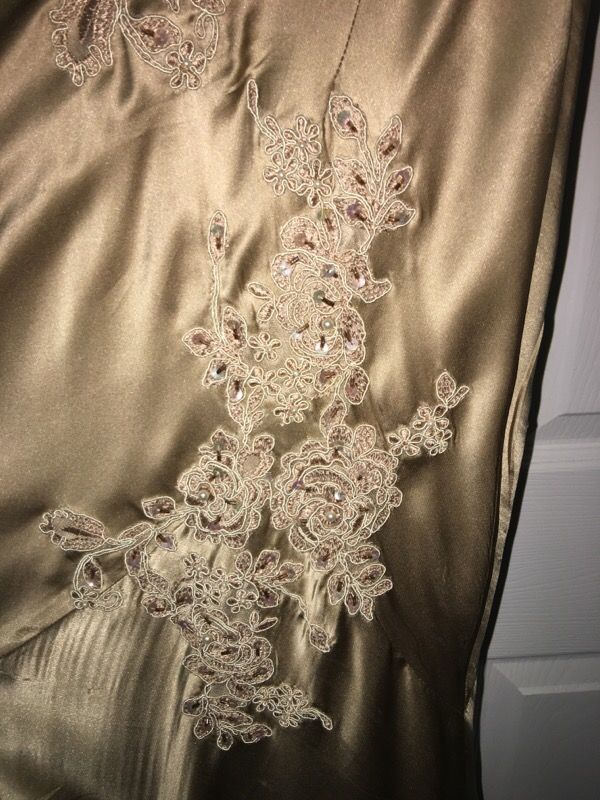 Designer 100% silk prom dress with hand-stitched embroidery