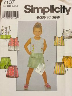 Vintage Simplicity 7137 Easy to Sew Short sets  Sizes 5-8 Uncut Rare Find