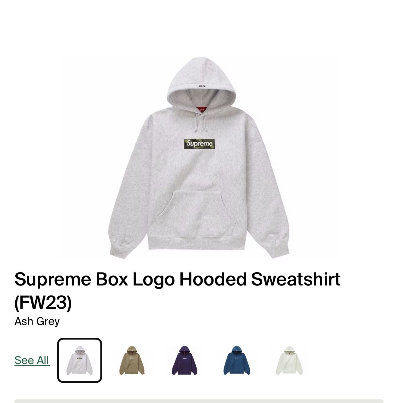 FW23 Supreme Box Logo Hoodie Ash Grey Camo