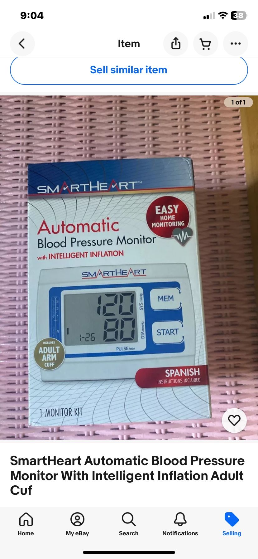 Automatic Pressure Monitor SmartHeart Automatic Blood Pressure Monitor With Intelligent Inflation Adult