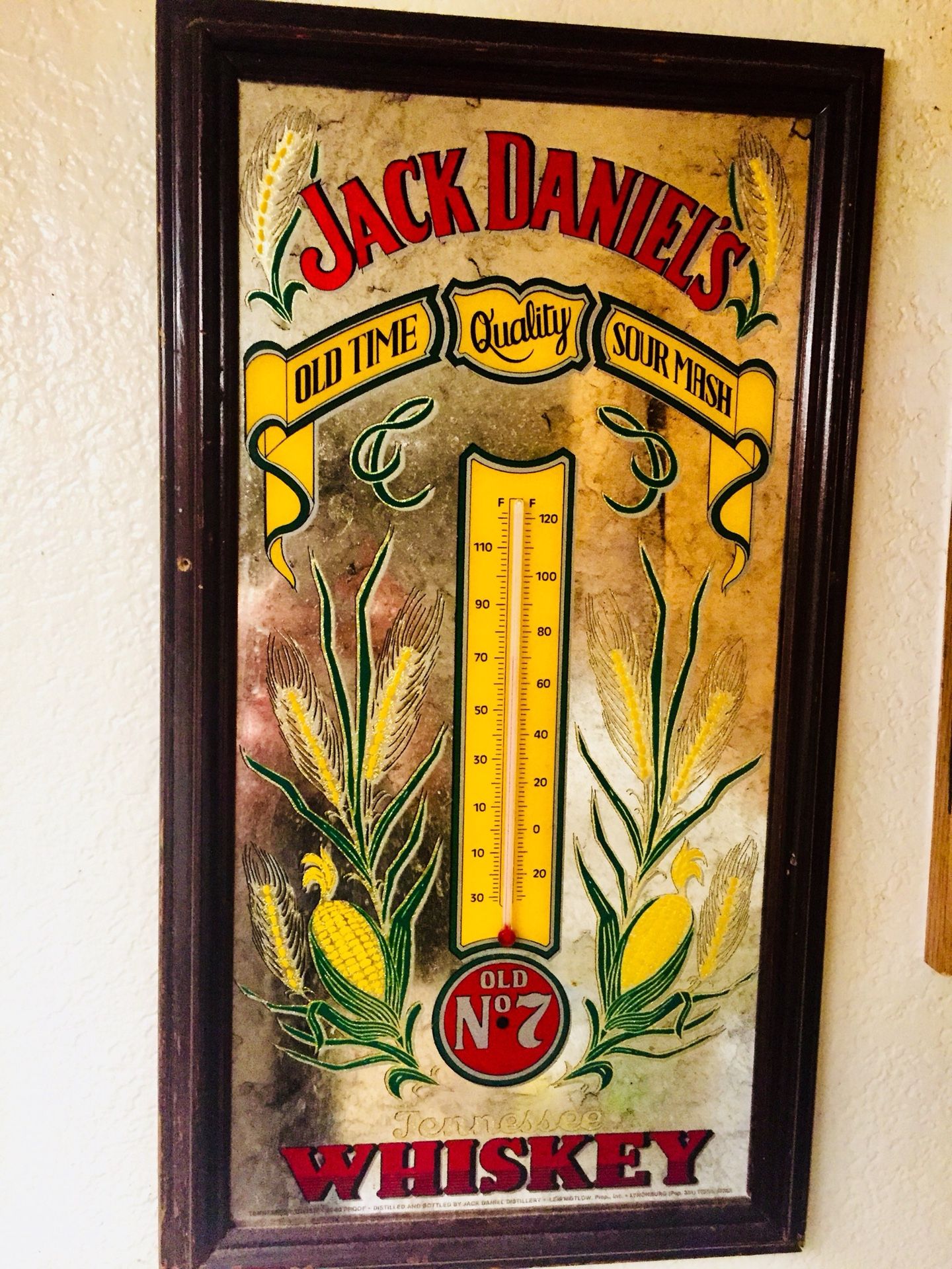Vintage limited edition antique jack daniels wall mirror/thermometer