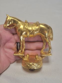 Vintage Dodge Gold-Tone Metal Horse Trophy Topper