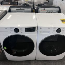 LG  Side-by-Side Front Load Washer and Electric Dryer Set in White