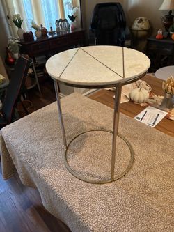 Ross Marble Top Accent Table with Gold Metal Base
