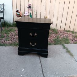 Single Black Nightstand 24"H 22"W 16"D