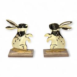 Target Spritz Gold Colored Metal Display Standing Easter Bunnies Set Lot Décor