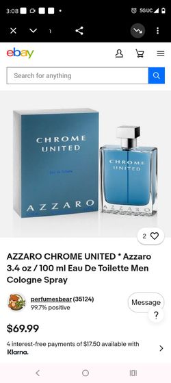Chrome United cologne azzaro used a couple times missing top cap asking $30