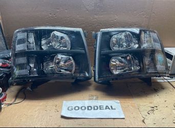 #OH60 FIT 2007-2014 Chevrolet Silverado 1500/2500/3500 Black Clear OE Style Halogen Headlight Head Lights Pair Set