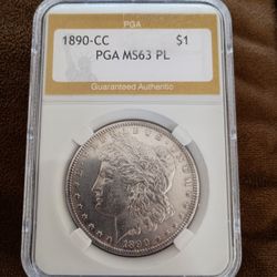 *Rare* 1890 Morgan CC Silver Dollar MS63 PL