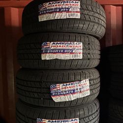 SET OF FOUR NEW TIRES 215/60/16 AMERICAN ROADSTAR INCLUDING MOUNT AND BALANCE, ASK ME FOR SIZES AND BRANDS