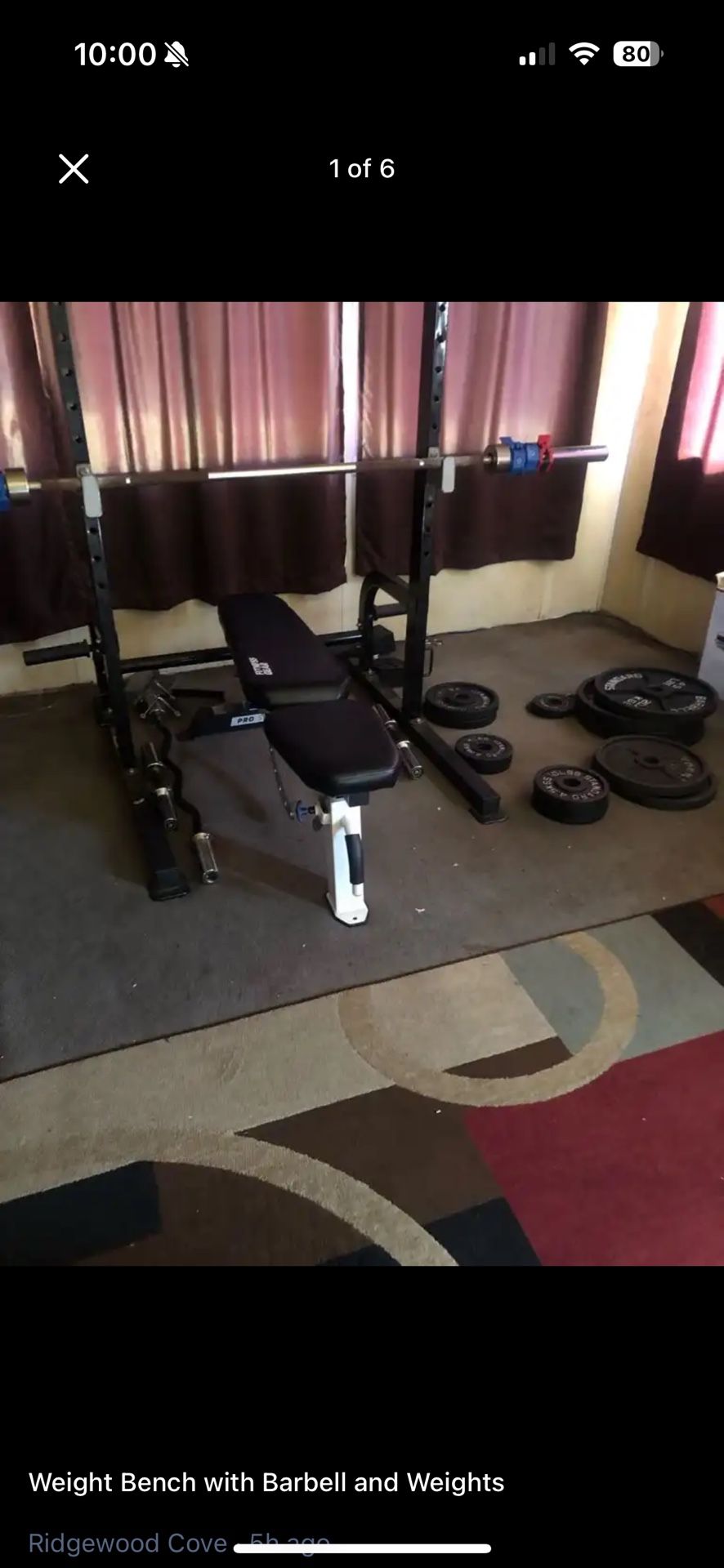 Weight Bench With Weights And Punching Bag