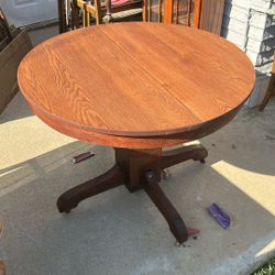 Restored Antique Round Table With Wheels