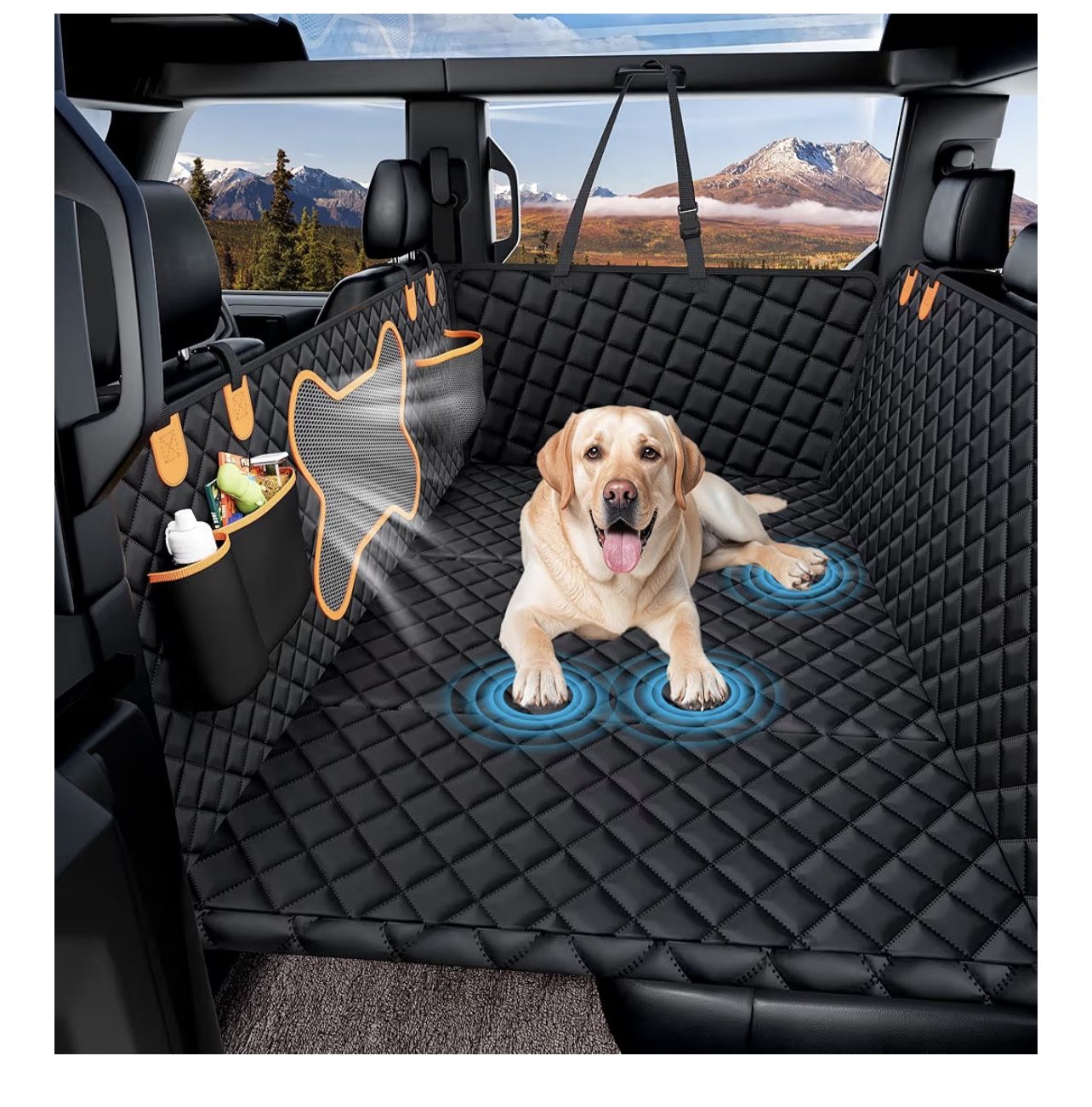 Brandnew Dog Seat Cover for Back Seat,Car Backseat Extender Hard Bottom Heavy-Duty 400lbs Holding for Larger Dogs Anti-Slip Waterproof Pet Seat Covers