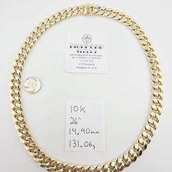 10k gold 26" 15mm miami cuban link chain