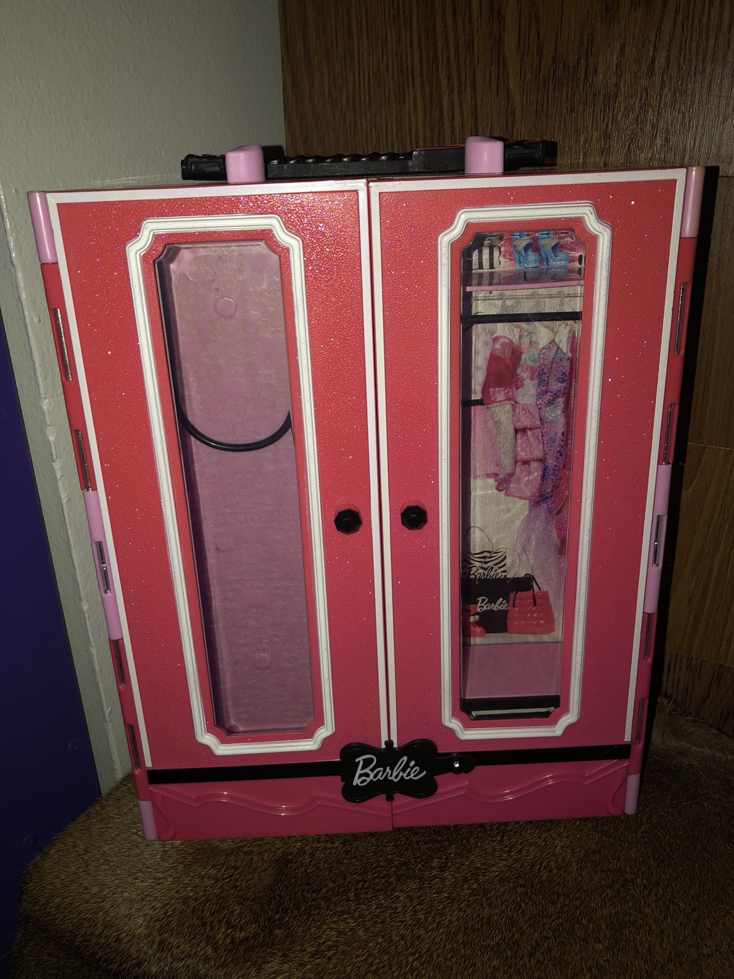 Barbie clothes closet toy doll storage carry case