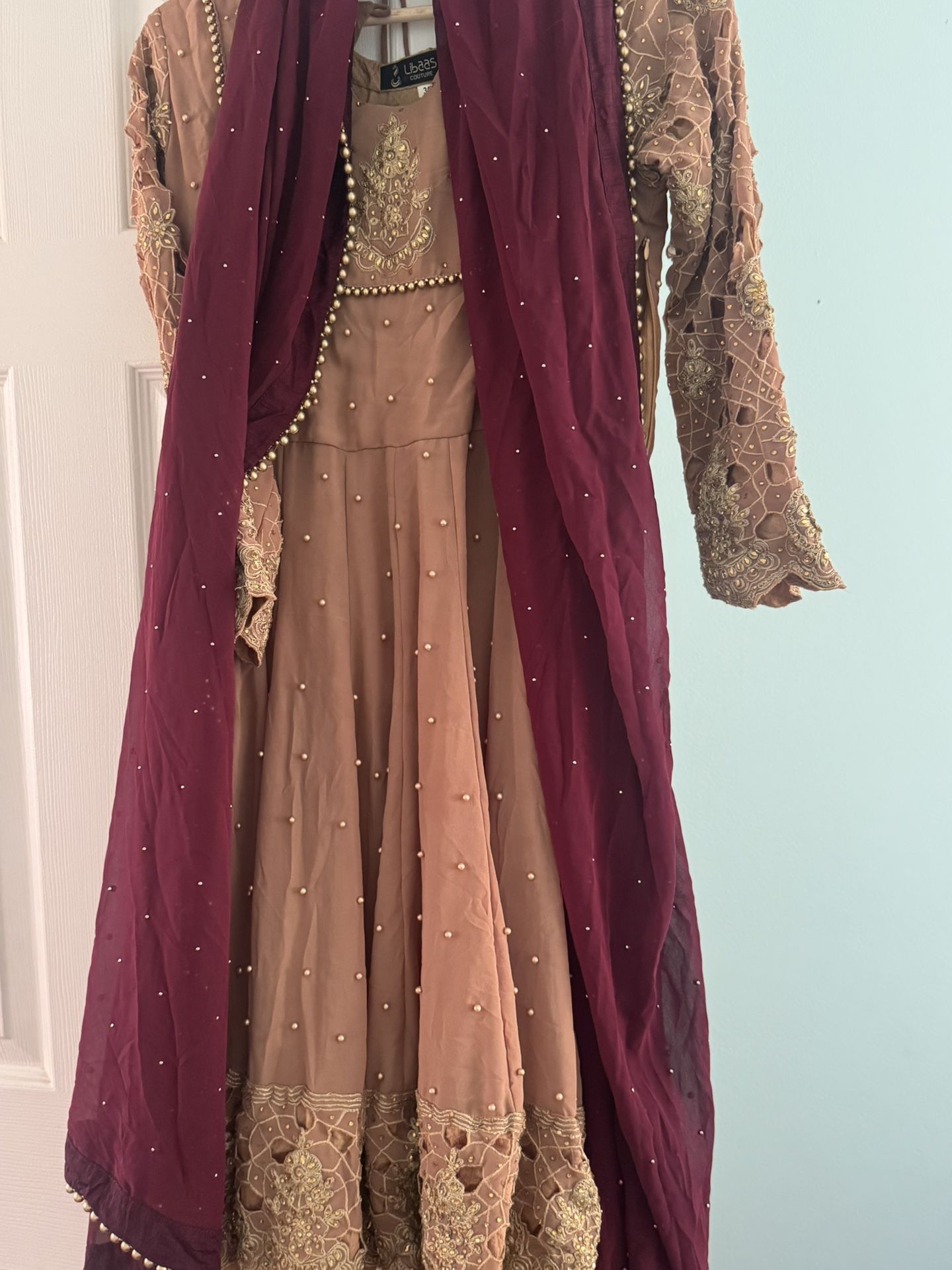Indian Style 3 Pieces - Dress, Pants, Scarf Heavily Decorated