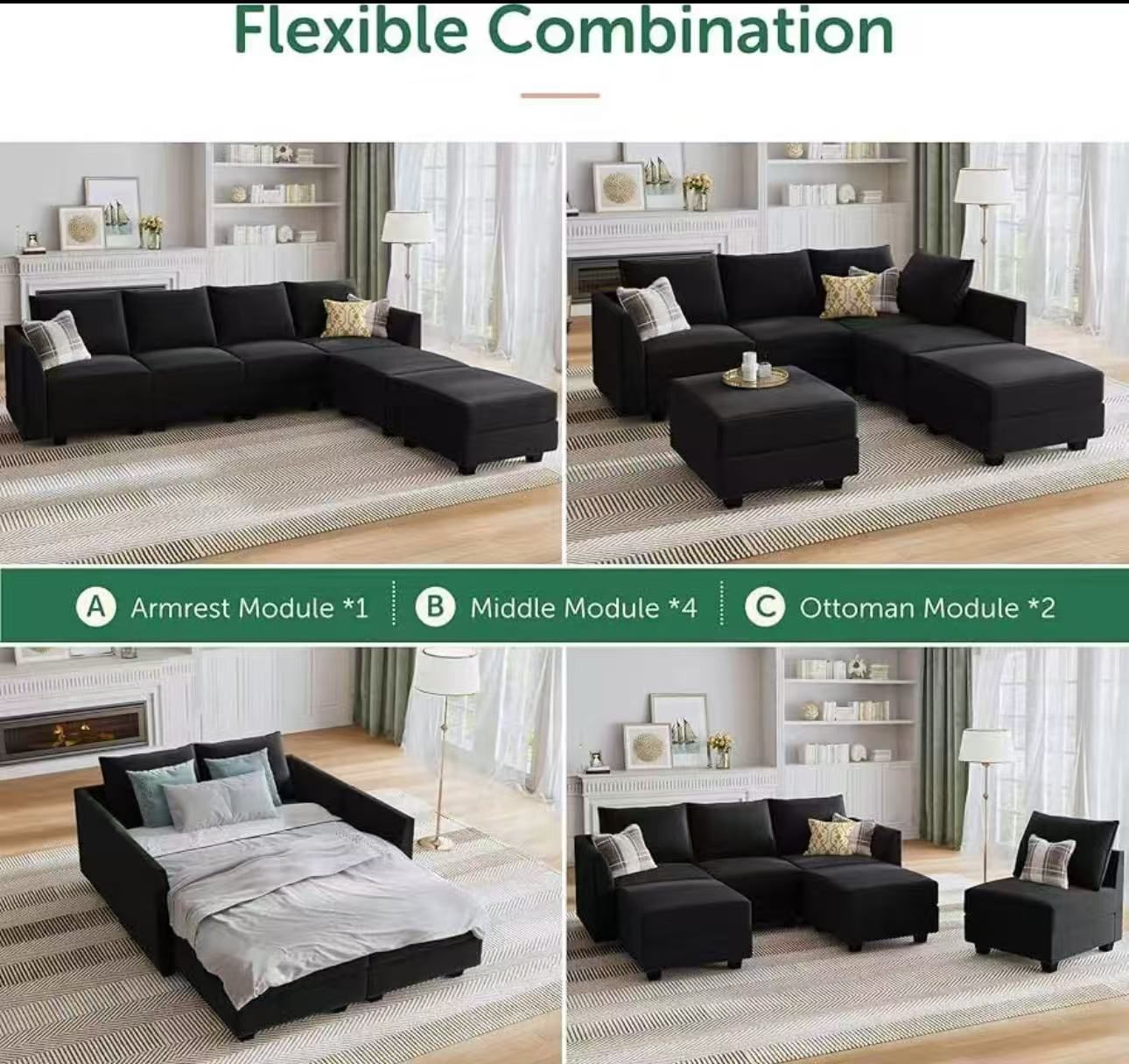 ❤️Modular Sectional Sofa Convertible U Shaped Couch