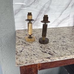 Candelabro Brass And Marmol Vintage 