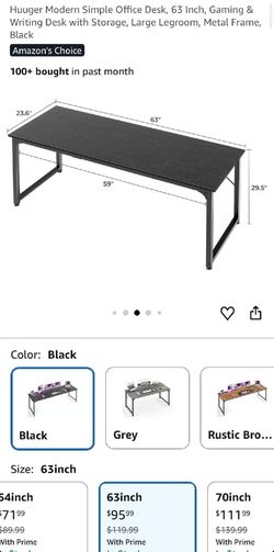 63 IN BLACK DESK ( NEW)