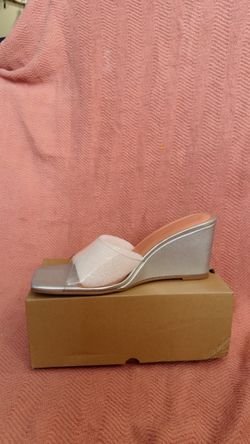 Silver wedges with clear strap