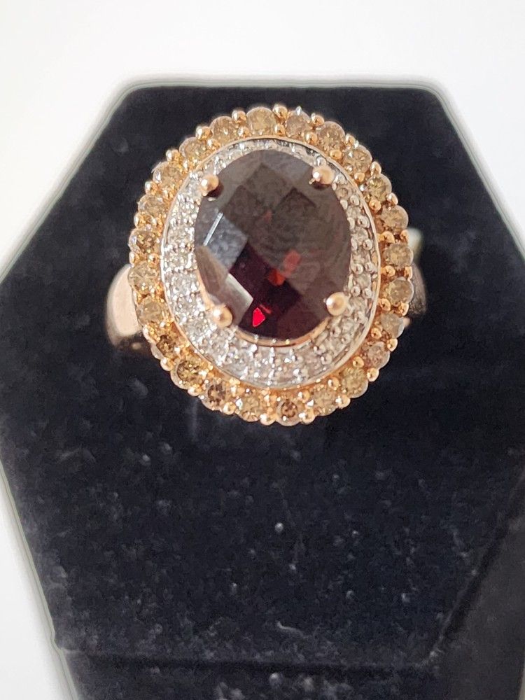14k Rose Gold GARNET Ring 1.25 CTW 4.5g