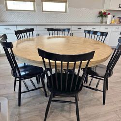 Round dining table and chairs