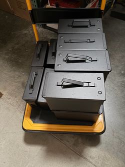 x12 Black Ammo Can Boxes x8 50 caliber and x4 30 caliber
