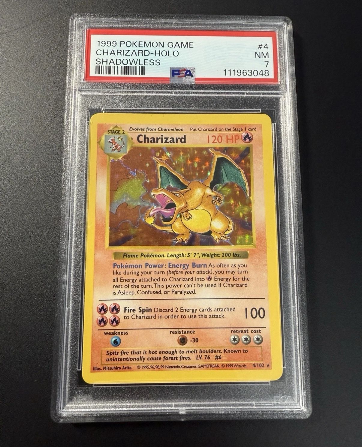 Charizard Shadowless Pokemon Card Psa 7 New Cert. 