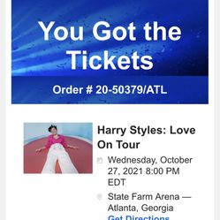 Harry Styles Ticket Club Section 222 For Show in Atlanta  400 Each Ticket  I Acccept Cash App Or PayPal Or Venmo They Are On My Ticketmaster Account 