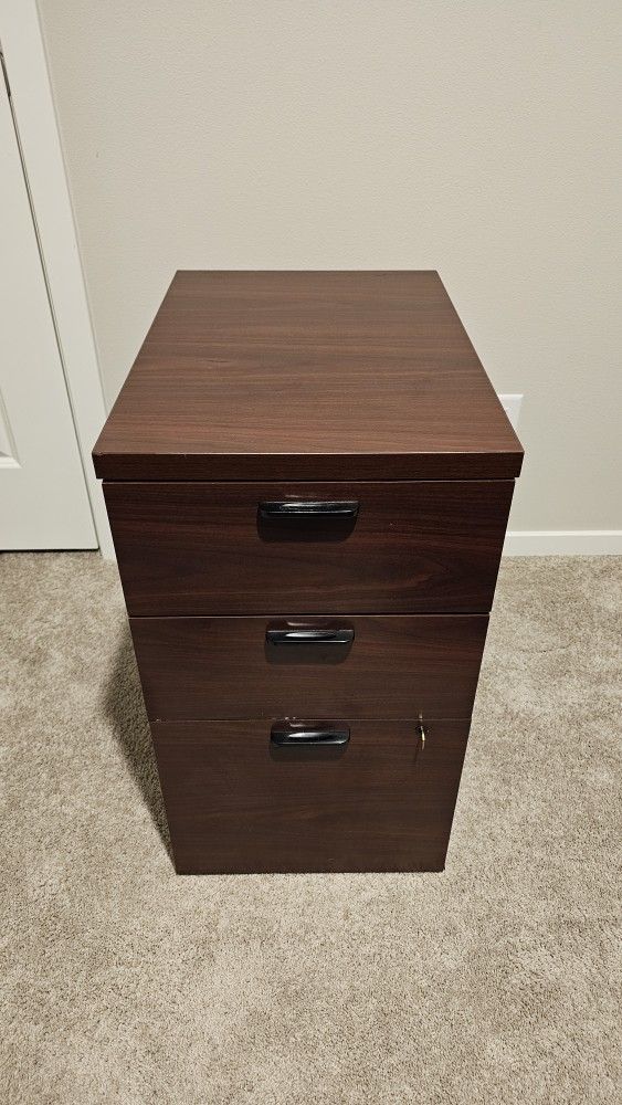 Wood File Cabinet - WITH KEY