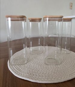 Glass Storage Jars with Bamboo Lids – Set of 4