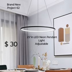 Brand New - Project 62- 25" LED Neon Black Pendant Adjustable 