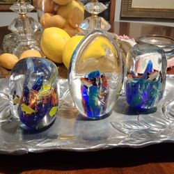 Blown Vintage  Glass Fish Aquarium Paper Weights 
