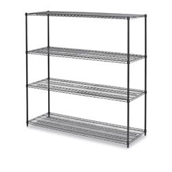 Alera Steel Heavy Duty 4-tier Utility Shelving Unit (72-in  W x 24-in D x 72-in H) Black (1000 Lb Capacity Per Shelf)