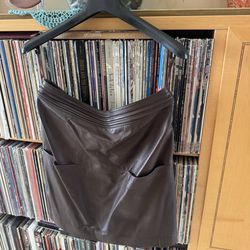 PRICE DROP: BUTTER-SOFT, FULLY-LINED BROWN LAMBSKIN LEATHER SKIRT by IDENTIFY,12