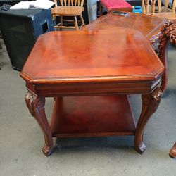 Solid Wood End Table with Carved Legs
