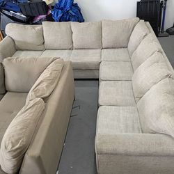 Pick up only Large l-shaped tan beige sectional