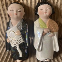 Vintage Set Of Two Norleans Japanese Geisha Style Figurines