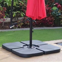 130 lbs. Capacity Weighted Cantilever and Offset Patio Umbrella Base in Black (4-Piece)