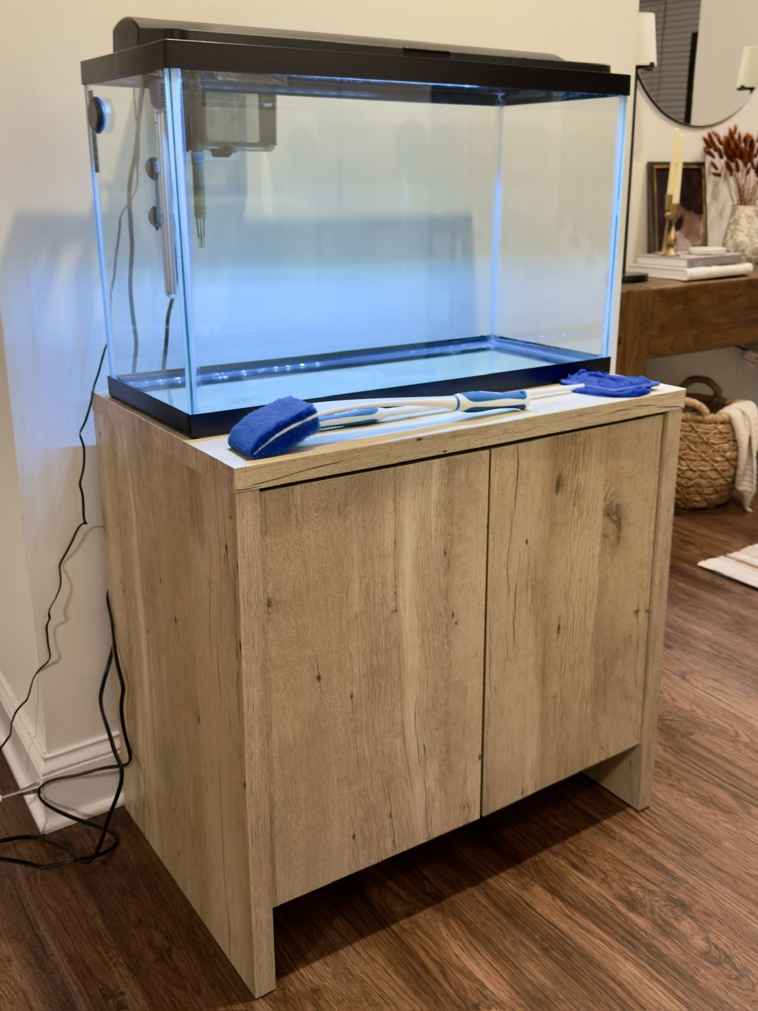 Fish Tank Cabinet, Aquarium, Filter, & Used Accessories 