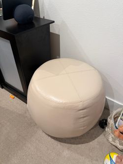 Tan leather ottoman