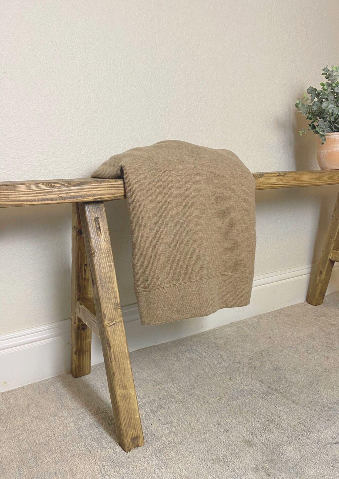 Rustic Distressed Skinny Bench - Handmade, Solid Wood