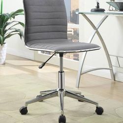 Armless Office Chair!  Adjustable Height!  Grey Fabric! Best Prices 