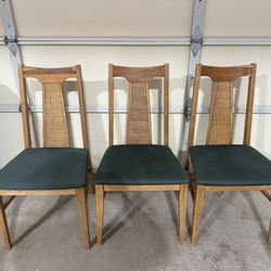 Mid-Century Cane Back Dining Chairs (Set of 3 – Needs Some TLC)