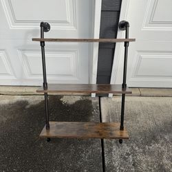 36” Tall x 24” Wide 3-tier Wood Pipe Fitting Shelf