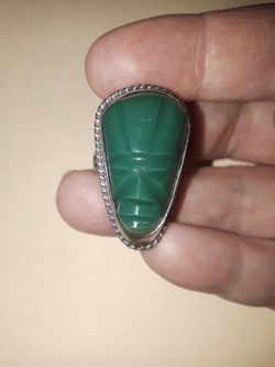 Jade Sterling silver African Mask Ring
