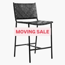 CB2 Woven Italian Leather Counter Stools (set of 2)