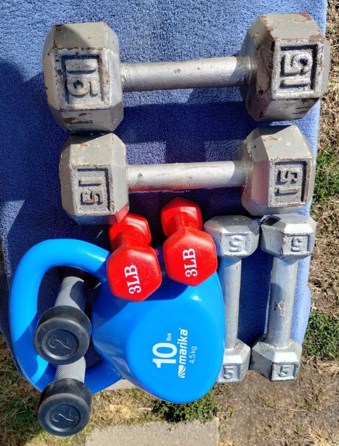 (YES STILL AVAILABLE) Dumbbells and Kettlebell