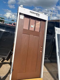 36x 80 3 panel glass left swing in exterior door w/frame