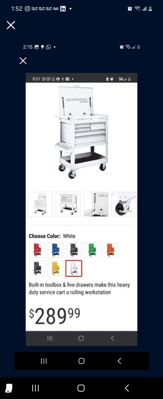 Toolbox On Wheels Like New White